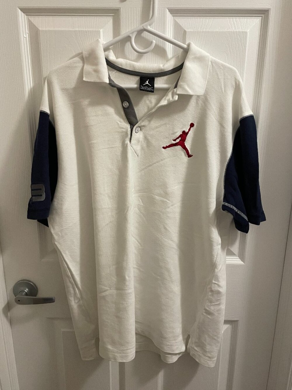 Jordan Polo Mens XL Cotton Pique White Navy Red 404399-104
